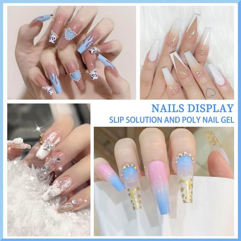 Slip Solution 2Fl. oz Nail Extension Gel Liquid Slip Solution with 5 Nail Clips 2in1 Dual-Ended Nail Brush Glass Cup 1box of armor models Cleaning Easy Spread for Beginner