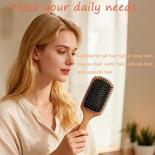 Skiennix Hair Brush - Detangling Paddle Brush for Thick or Curly Hair | Wet & Dry Styling Tool