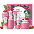 QUIYUM Skin Care Set, with Natural Rosehip Oil, Vit-C & E Skincare Kits 5 Pcs- Restore Skin Elasticity, Refine Texture, Even Tone, Moisturizing, Glowing, for All Skin Types, Mother's Day Birthday Gift