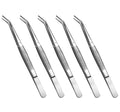 Stainless Steel Tweezers, with Curved Serrated Tip Multipurpose Sewing Machine Tweezers Forceps for Craft Repairing (5PCS)