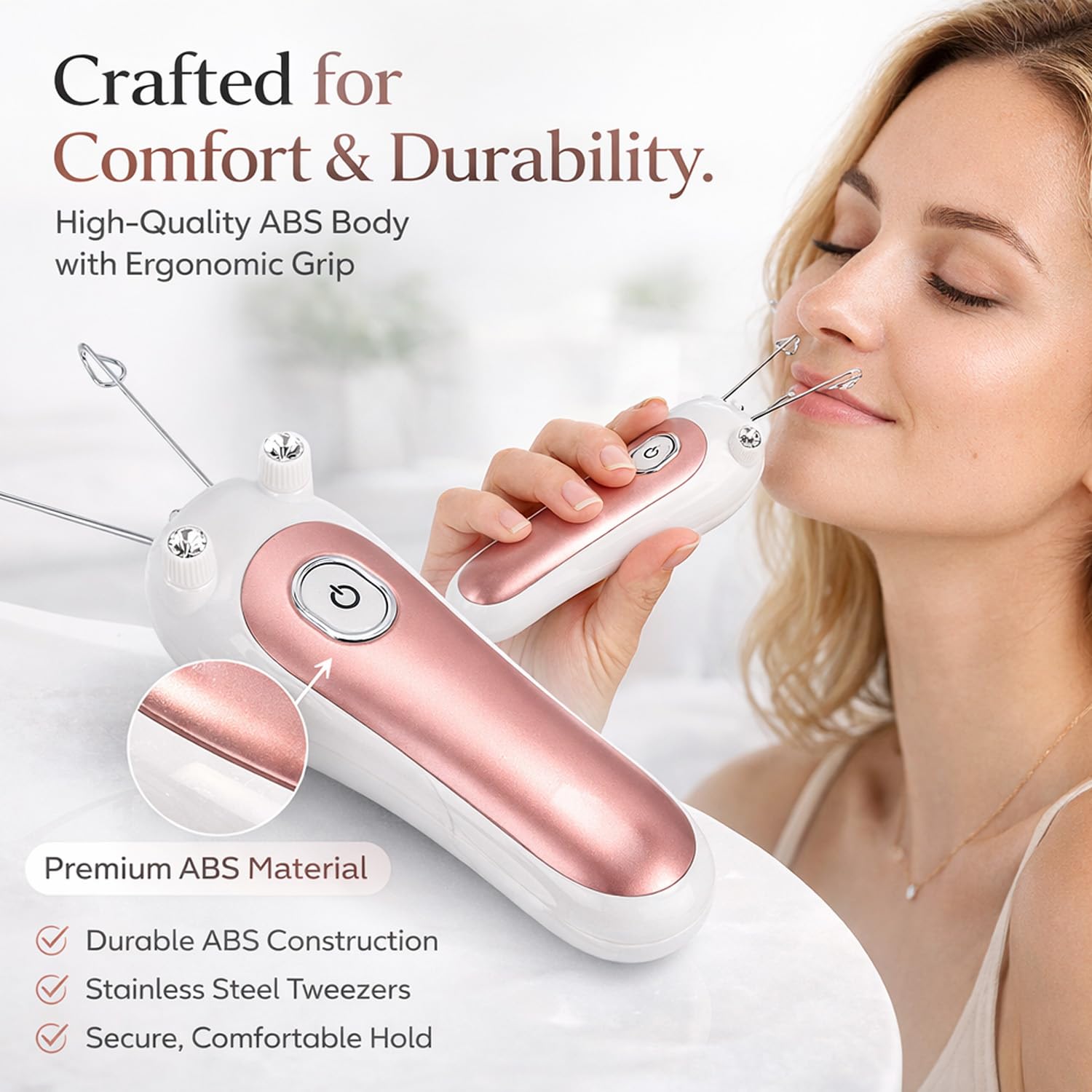 Electric Body Hair Removal,Thread Hair Removal Defeatherer Cotton Thread Epilator,Rechargeable for Epilators Threading-Epilator Epilator for Lady Shaver (Pink)