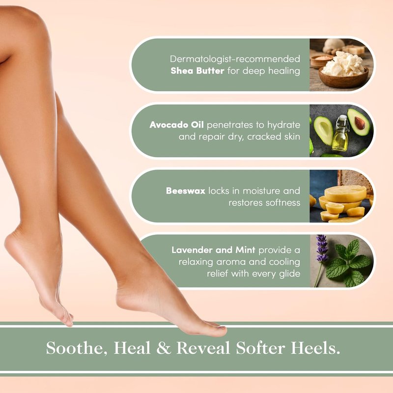 Victoria's Lavender Heel Balm Stick - Ultra-Rich Foot Therapy for Dry, Cracked Feet - 2.5oz Lavender Mint
