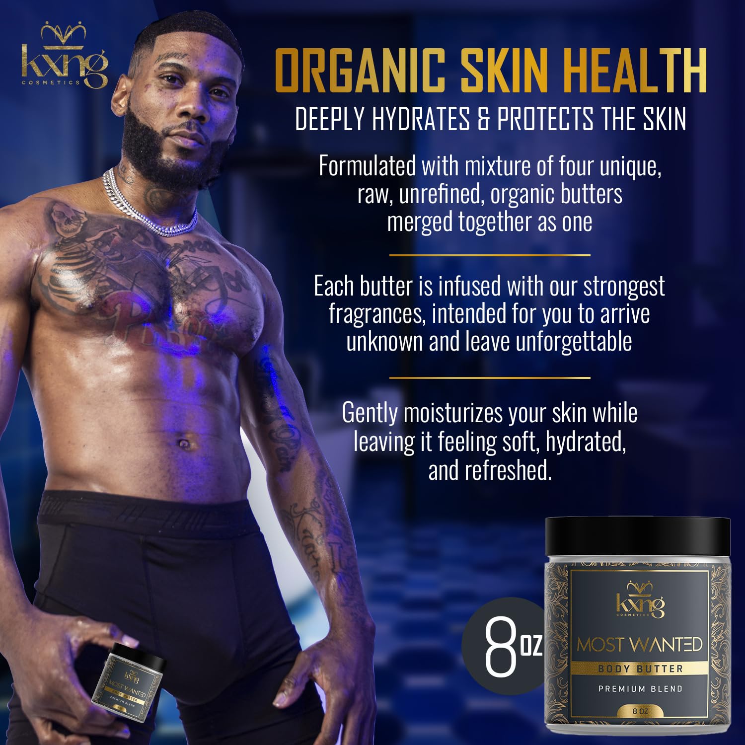 KXNG Premium Body Butter, Rich Shea Butter Moisturizer for Men & Women, Long-Lasting Hydration & Smooth Skin, Cruelty-Free Luxury Cream