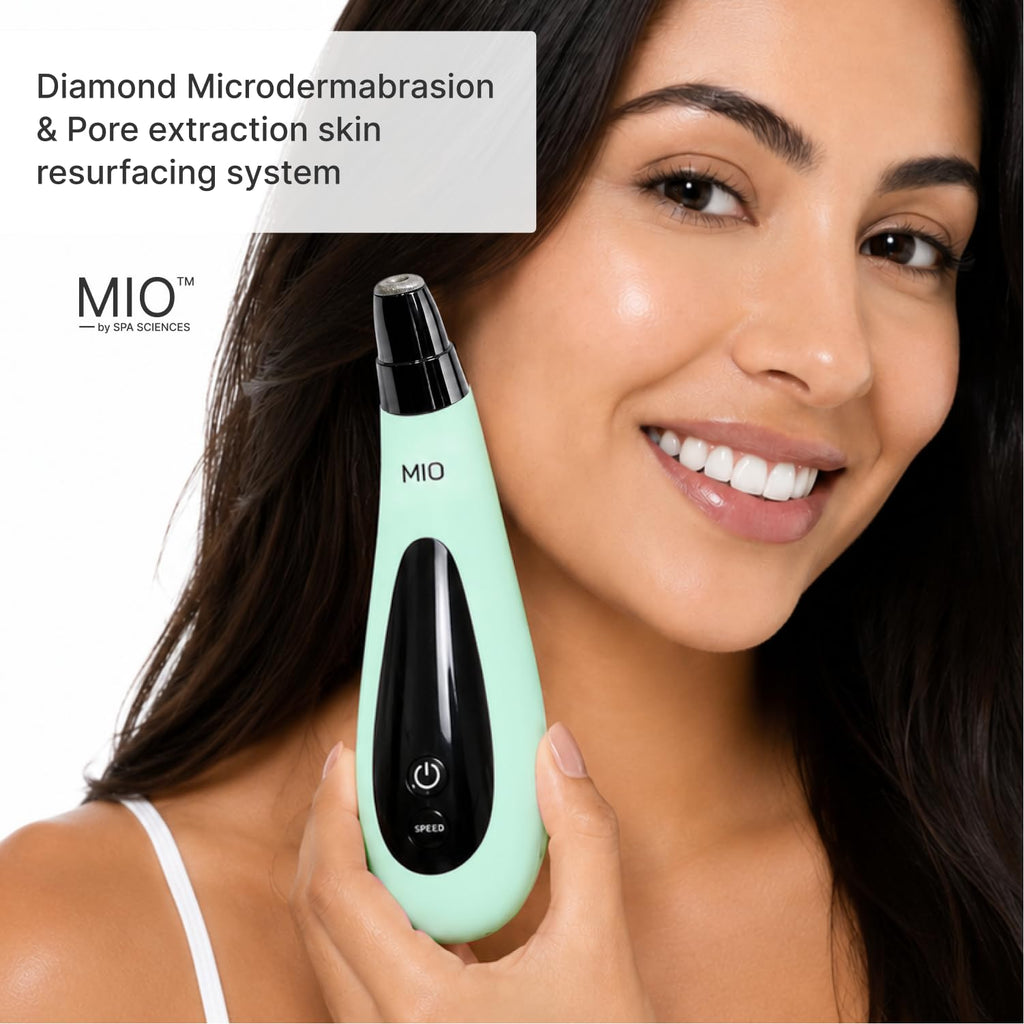 Spa Sciences MIO Diamond Microdermabrasion Blackhead Remover, Pore Suction Tool–Rechargeable-Dermatologist Recommended Skin Resurfacing System for Anti-Aging-Exfoliator for Acne Scars/Wrinkles (Mint)