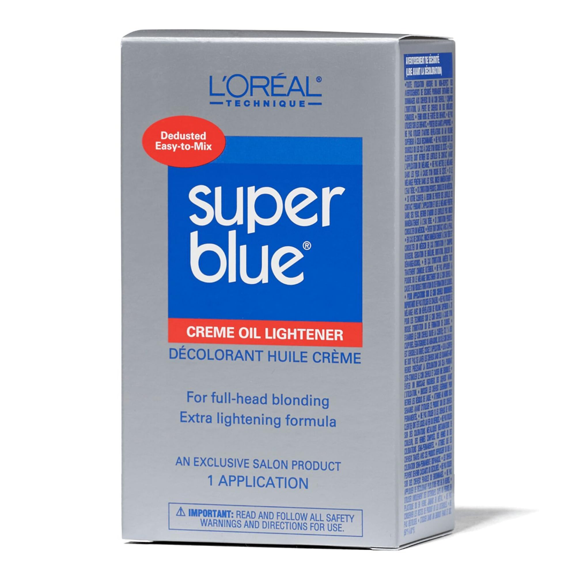 L'Oreal Technique Super Blue Lightener Kit - Hair Bleach, Removes Natural or Artificial Pigments, Easy and Smooth Application
