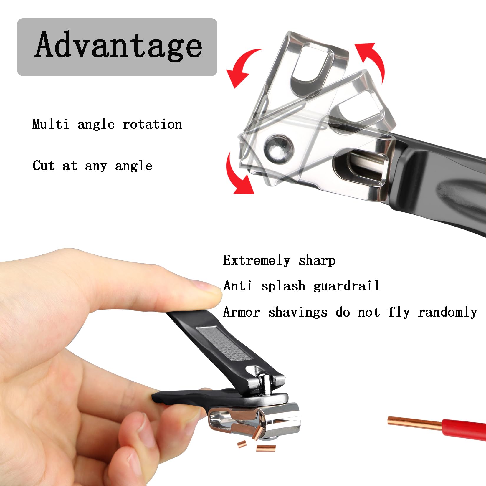 XGIZMOO 360° Rotating Toenail Clippers for Seniors, Long Handle Fingernail Clippers for Men and Women, Ergonomic Grip Toenail Clipper for Thick Nails