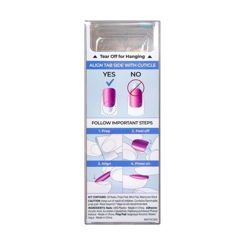 KISS Impress No Glue Mani Press-On Nails, Color FX, Gold Shimmer, Short Size, Squoval Shape, Includes 30 Nails, Prep Pad, Instructions Sheet, 1 Manicure Stick, 1 Mini File