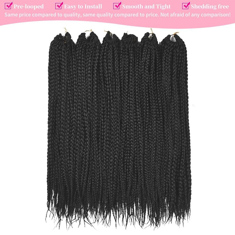 YUSSAY Crochet Box Braids 14 Inch 6 Packs 144 Strands Goddess Box Braids Crochet Hair Pre looped Crochet Hair for Black Women (14 Inch 1B)