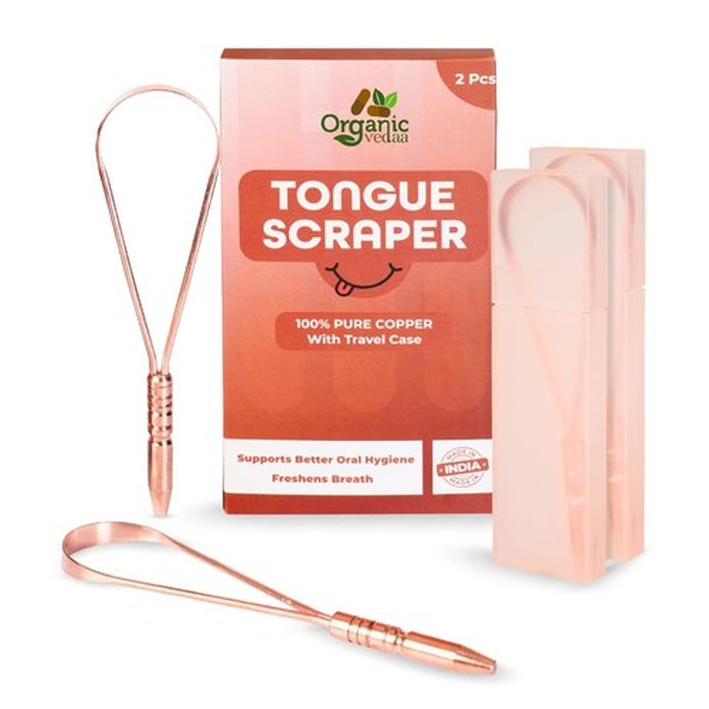 **Skiennix Tongue Scraper - 100% Copper for Bad Breath Relief | Multicolor Travel Cases Included**