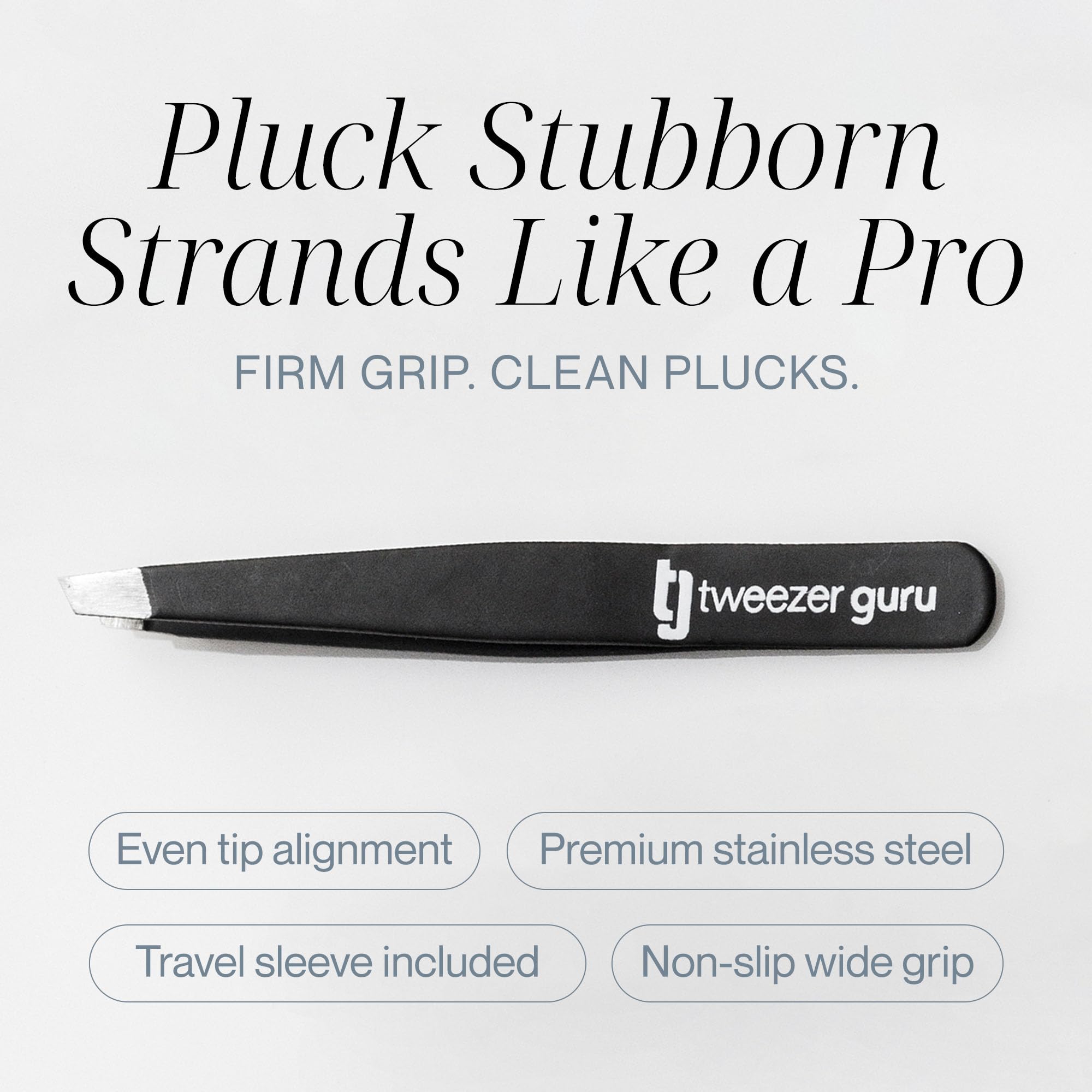 Tweezer Guru Eyebrow Tweezer Set (4-Piece) for Women & Men - Professional Slant and Pointed Tweezers Set with Case - Precision Tweezers Kit for Facial Hair, Splinter and Ingrown Hair Removal