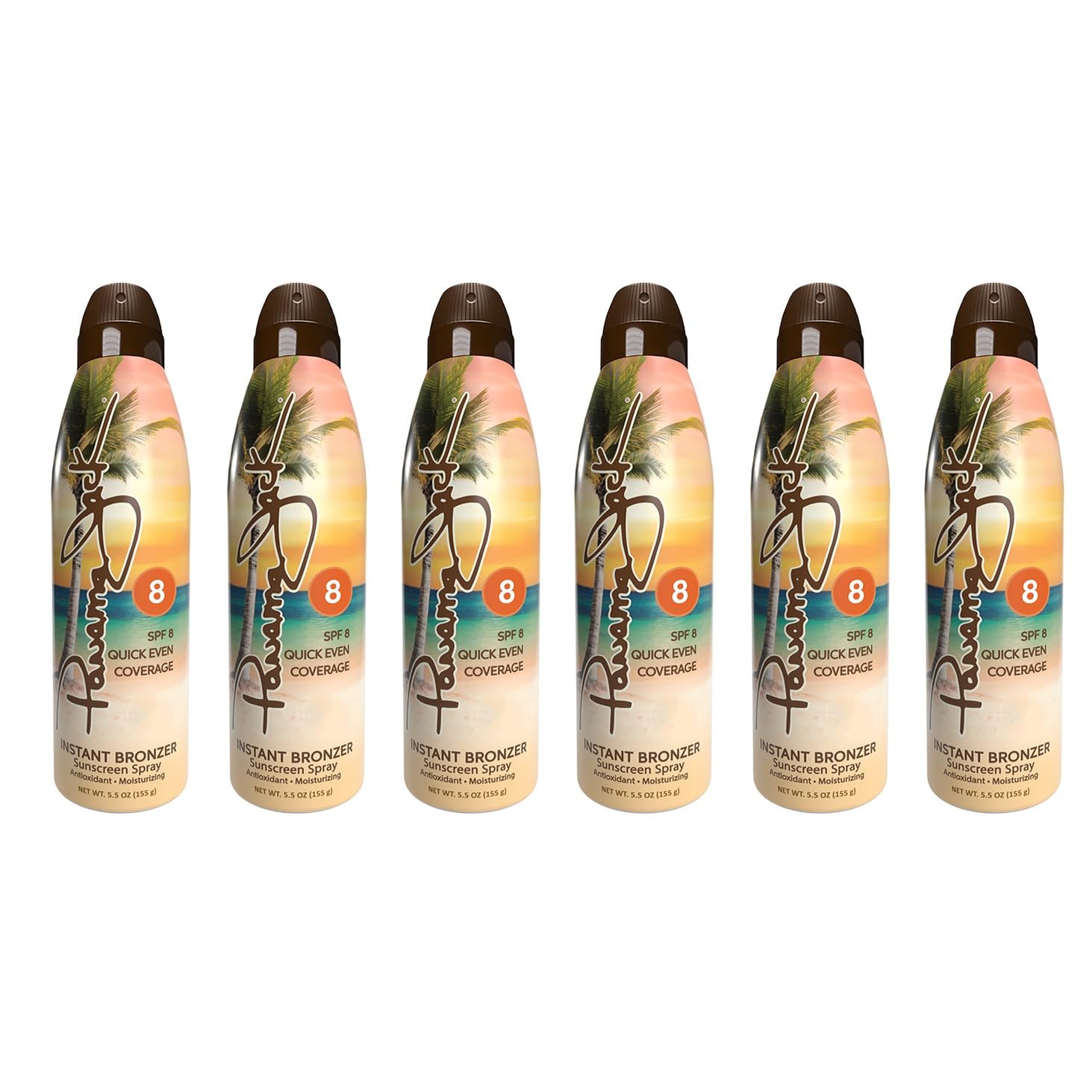 Panama Jack Instant Bronzer Sunscreen - SPF 8, Antioxidant, Moisturizing, PABA, Paraben, Gluten & Cruelty Free, Water Resistant (80 Minutes), 5.5 OZ (Pack of 2)