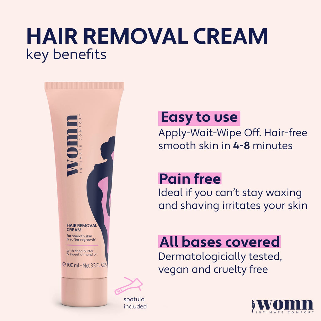 womn Intimate Hair Removal Cream for Women, Bikini Area & Armpits 3.3 fl oz
