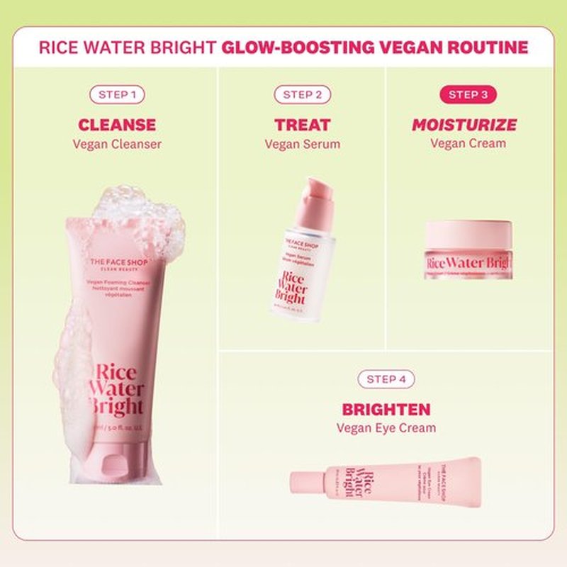 The Face Shop Rice Water Bright Vegan Cream - Instant Moisturization Quick-Absorbing Formula - Vegan, Brightening - Rice Water, Niacinamide, Hyaluronic Acid - Moisturizer Face Cream - Korean Skin Care