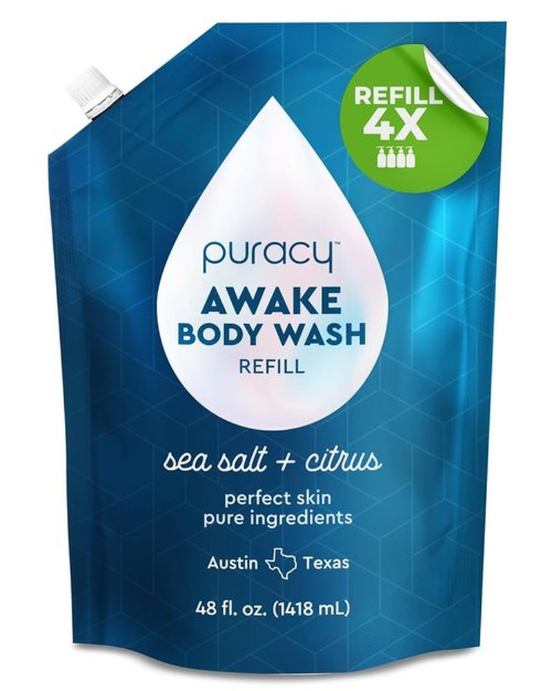 Puracy Body Wash Refill - Natural Moisturizing Shower Gel for Dry Sensitive Skin | 48 Oz, Citrus & Sea Salt Scent