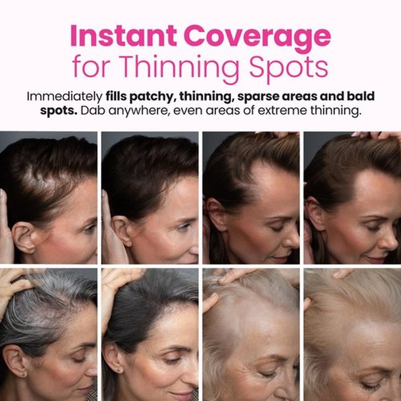 Prime Prometics Instant Coverage Hairline Powder for Mature Women – Covers Grays, Roots & Thinning Areas – Water & Sweat-Resistant – Natural, Fuller-Looking Hairline (Brunette)