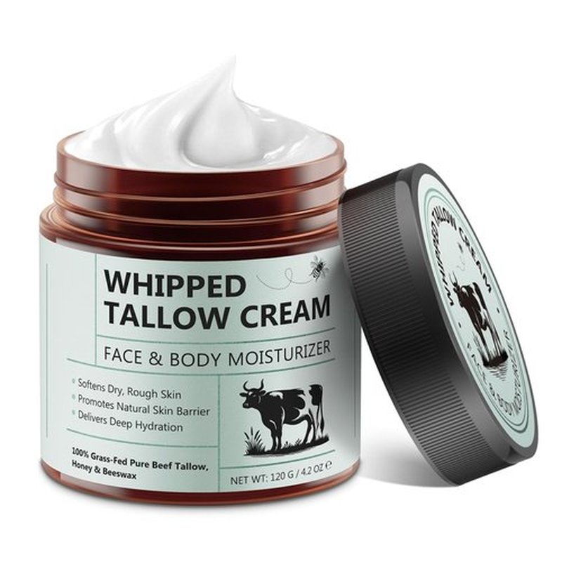 Akeeronn Beef Tallow and Honey Balm for Skin - Beef Tallow Cream(4.2 Oz),Tallow Face Moisturizer with Grass-Fed Pure Beef Tallow,Honey,Beeswax for Dry Face & Body, Natural Skin Care for Soft