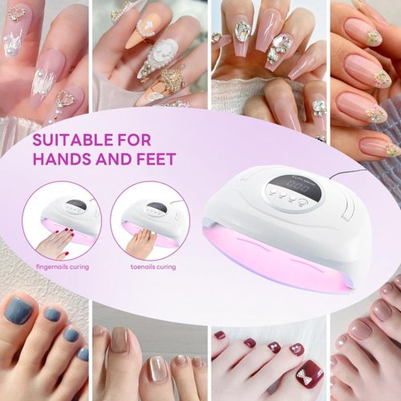 Timpou 320W UV LED Nail Lamp, Professional UV Nail Dryer Light with 84Pcs LED Beads, Fast Gel Curing 4 Timer Setting Auto Sensor, Portable Handle Gel Polish for Salon and Home Nail Art Tools