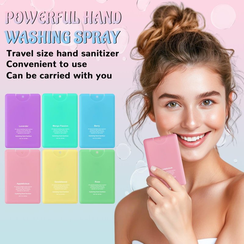 Dansib 24 Pack Hand Sanitizer Spray Bulk Travel Size Hand Sanitizer Employee Coworker Team Teacher Appreciation Gift Mini Pocket Spray Gifts for Women Student School Outdoor(Macaron Colors,Simple)
