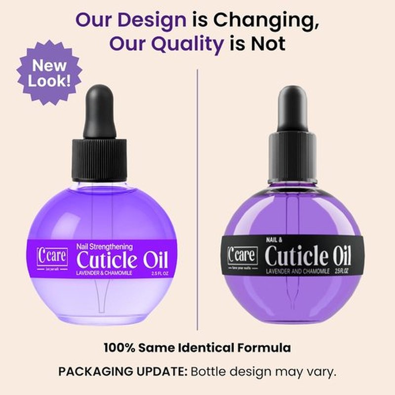 C CARE Cuticle Oil - Lavender & Chamomile Nail Oil for Moisturizing & Strengthening - 2.5 oz Bottle with Dropper & Brush