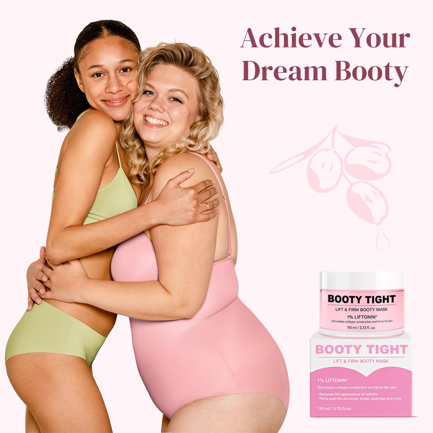 Solivetta Butt Tight Lift and Firm Booty Cellulite Cream - Smooth & Sculpt Booty, Thighs, Belly & Arms | LIFTONIN® Skin Firming & Toning Bum Mask 3.72 fl oz