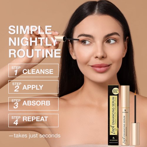 Eyelash Growth Serum, Lash & Brow Serum: Peptide Lash & Brow Enhancer for Fuller, Longer-Looking Lashes & Brows – Ginseng & Amino Acids – 3 mL