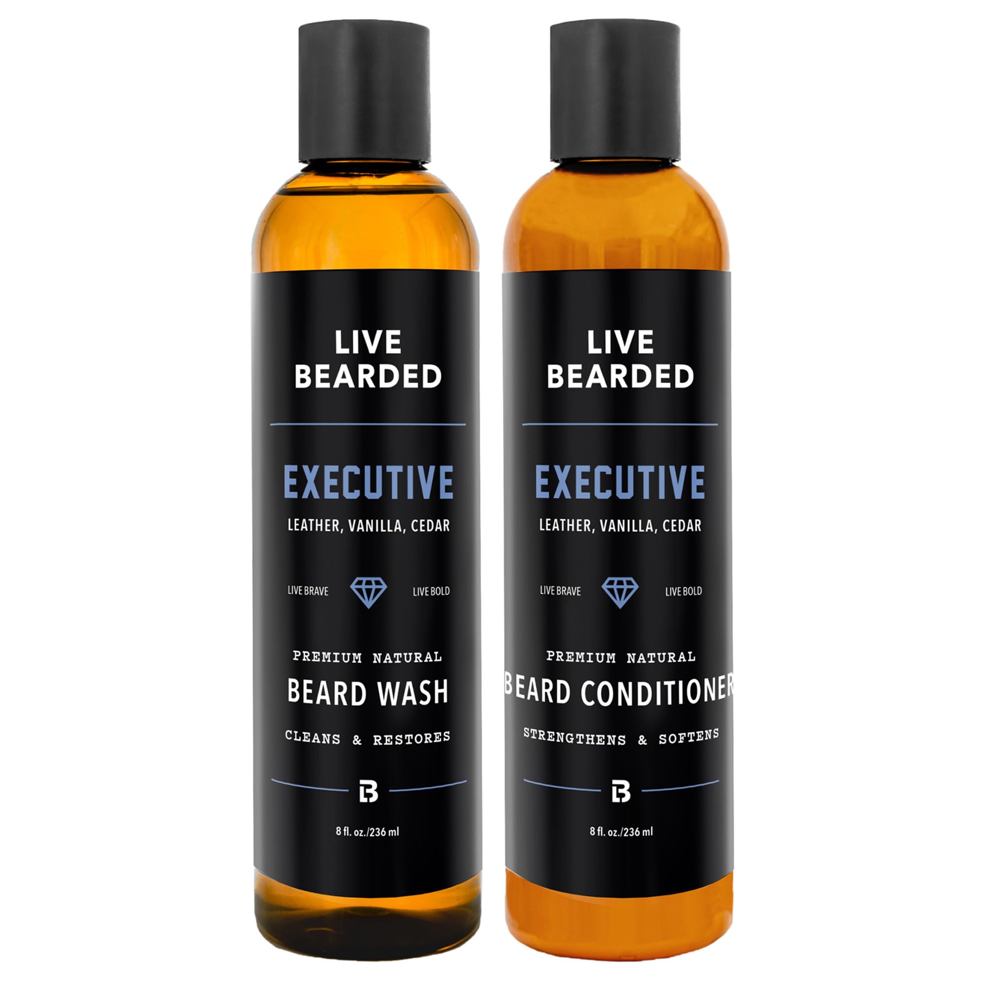 LIVE BEARDED® Beard Wash & Conditioner Kit for Men, Executive, 8 oz