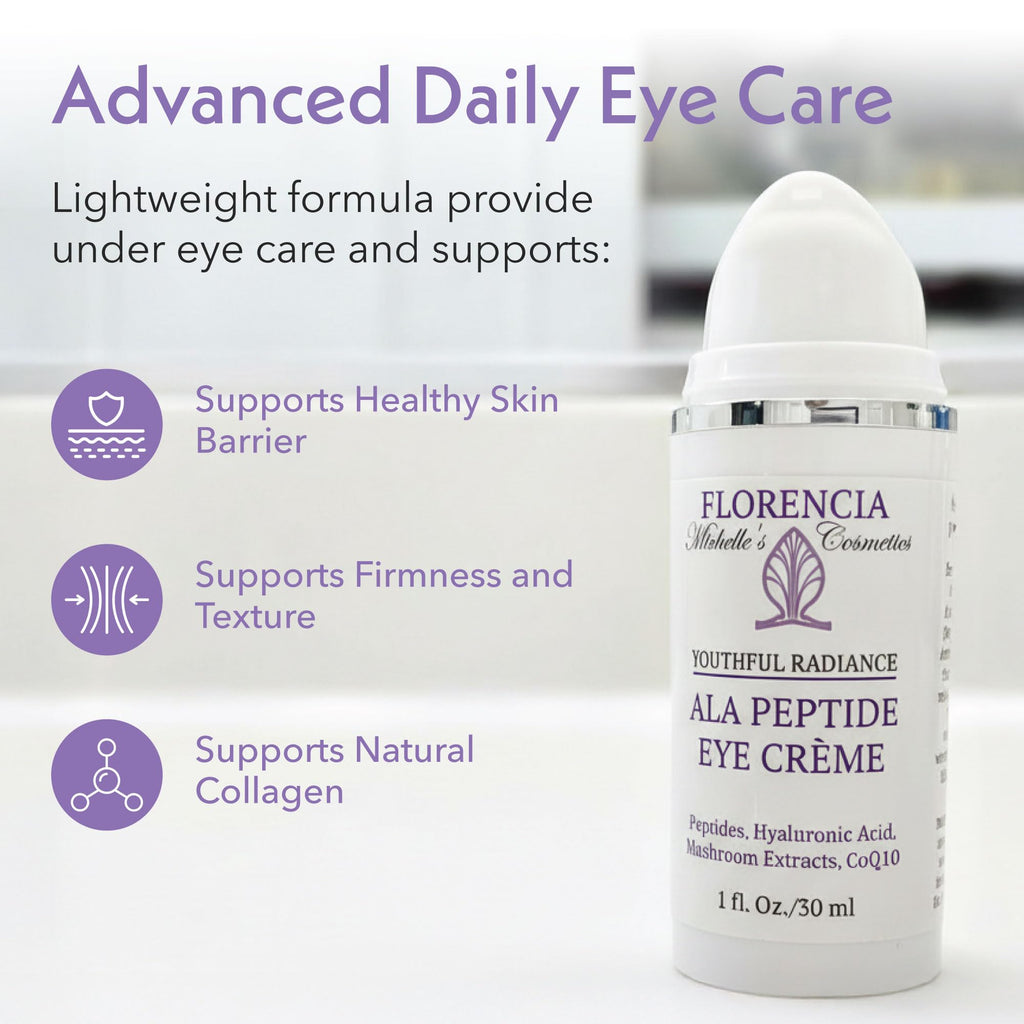 Florencia ALA Peptide Eye Cream – Soothing, Hydrating, Brightening, Nourishing Under Eye Moisturizer to Reduce Fine Lines, Dark Circles with Peptides, Hyaluronic Acid & Alpha Lipoic Acid – 1 Oz