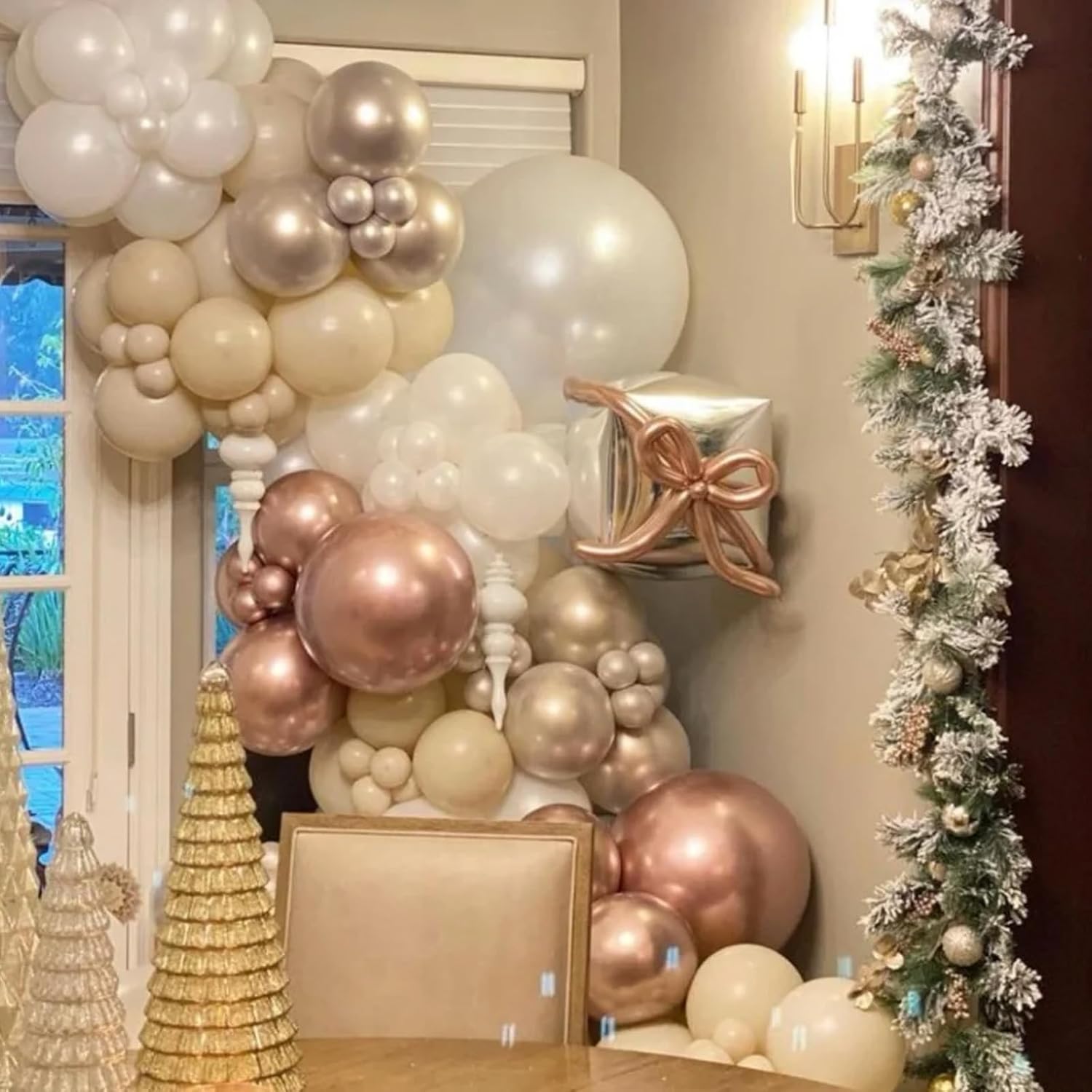 Voircoloria Rose Gold Balloon Garland Kit - 90 Pack of 18/12/10/5 Inch Balloons for Weddings, Graduations & Parties