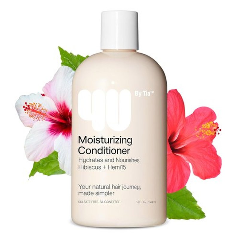 4U by Tia Moisturizing Conditioner for Curly Hair – Nourishing conditioner for coily, kinky & curly hair – Made with Hemi15 & Hibiscus for hydration & frizz control (1 Pack)