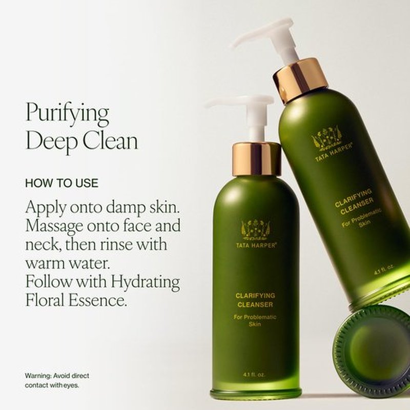 Tata Harper Clarifying Cleanser, Foaming Gel Cleanser for Blemish-Prone Skin, Sulfate-Free, Oily Skin Face Wash, Natural Skincare, 125ml