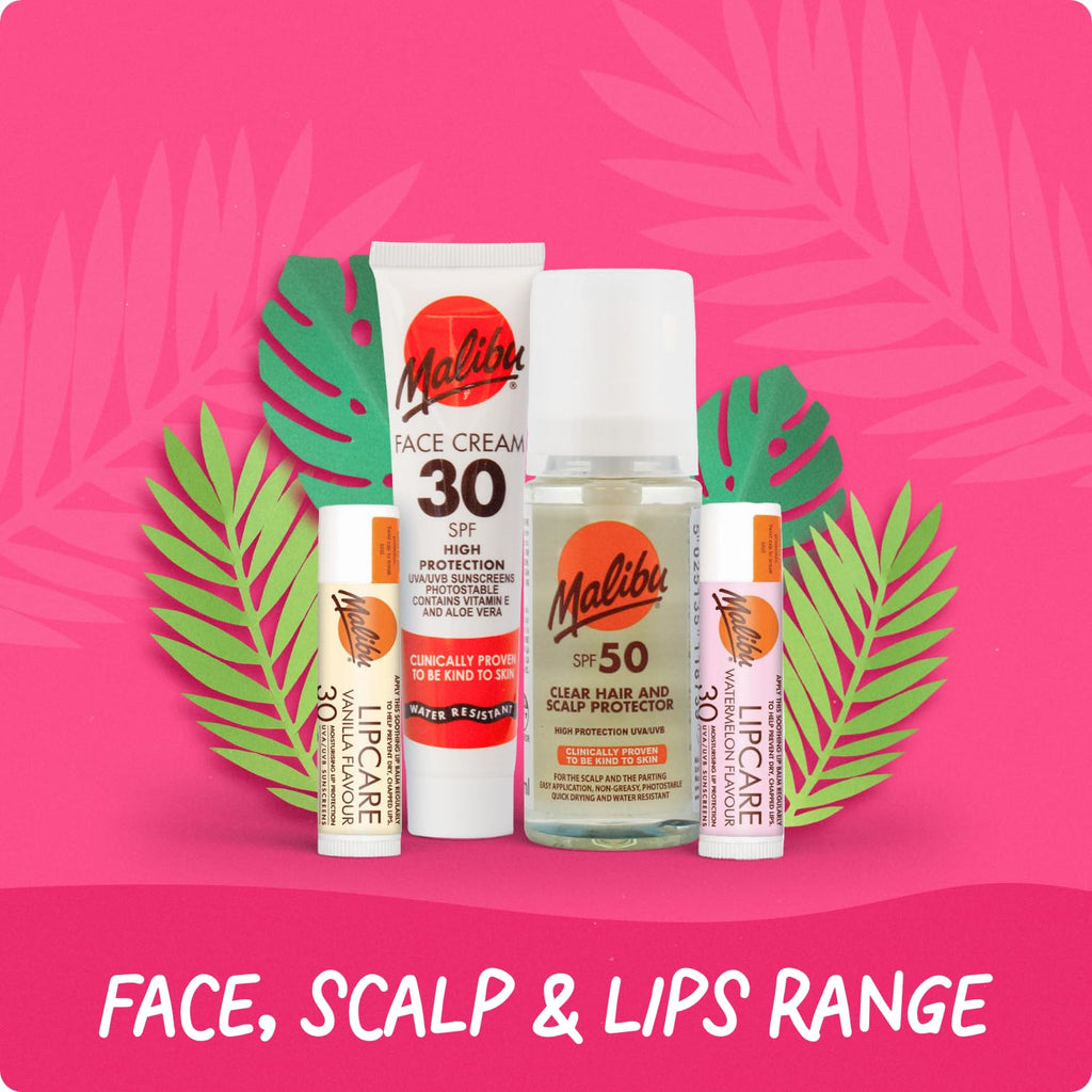 Malibu Lip Care Balm, Vanilla, Tropical, Strawberry, SPF30