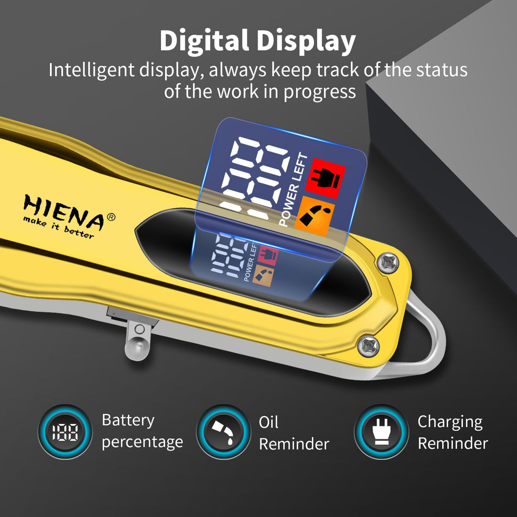 HIENA PRO Professional Hair Trimmer for Men,Cordless Hair Clippers, Electric T-Blade Beard Trimmer, USB Rechargeable Wireless Haircut Clippers, Gifts for Men