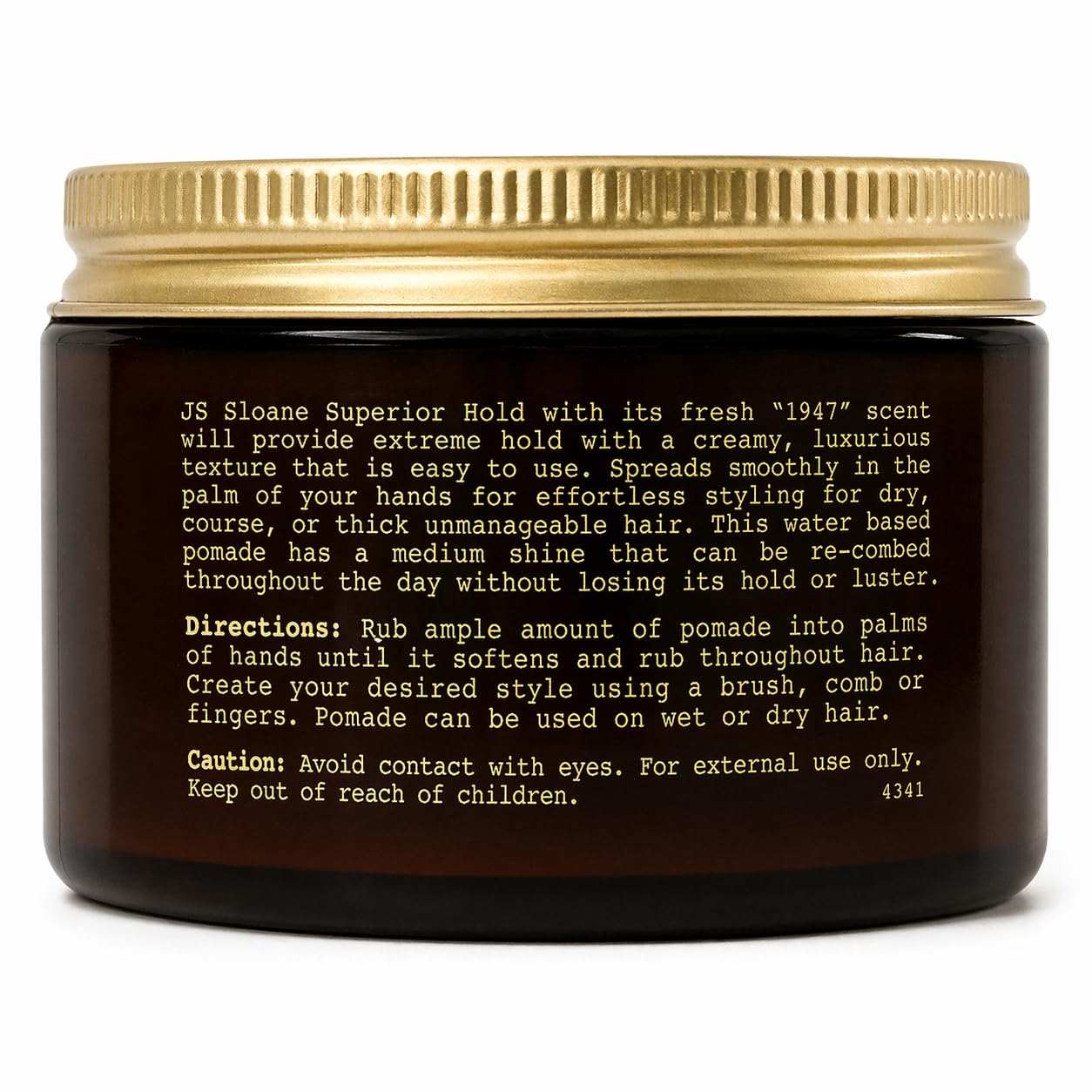 JS Sloane Superior Hold Pomade – Strong Hold Hair Styling Cream, Medium Shine, Water-Based, Reworkable All Day, Ideal for Thick & Coarse Hair – 4 oz