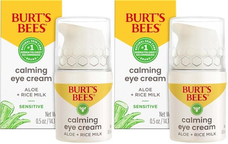 Burt's Bees Calming Eye Cream - Moisturizing Aloe & Rice Milk Formula | 0.5 oz Bottle (Pack of 2)