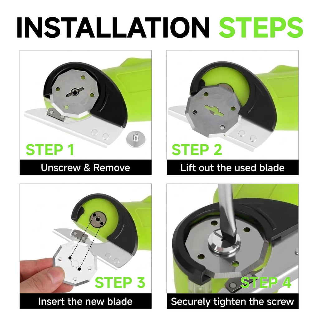 4-Pack Replacement Rotary Blades Compatible with Worx WX082L 4V ZipSnip Cordless Electric Scissors, WA2300 Replacement Blades 1-1/2" Fits RC2600K RC2601 RC2602 WX080L WX081L