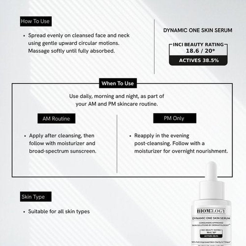 Biomlogy All-in-One Skin Serum with 38.5% Actives | 20% Niacinamide, 2% Vitamin C & 2% Alpha Arbutin | Multi-Benefit Formula for Smoother, Clearer & Even-Looking Skin | 1.01 Fl Oz (30 ml)