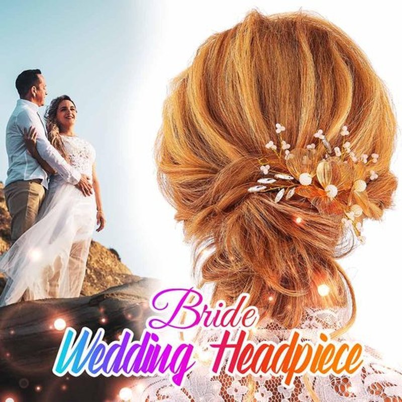 Catery Flower Bride Wedding Hair Vine Gold Headpiece Floral Bridal Hair Accessories for Women