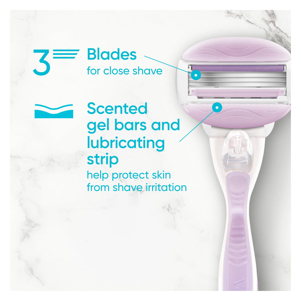 Gillette Venus ComfortGlide Freesia Women's Razor Refills, 6 Refill Cartridges, Fits Venus Reusable Razor Handles, 3-Bladed with Built-in Shave Gel Bars