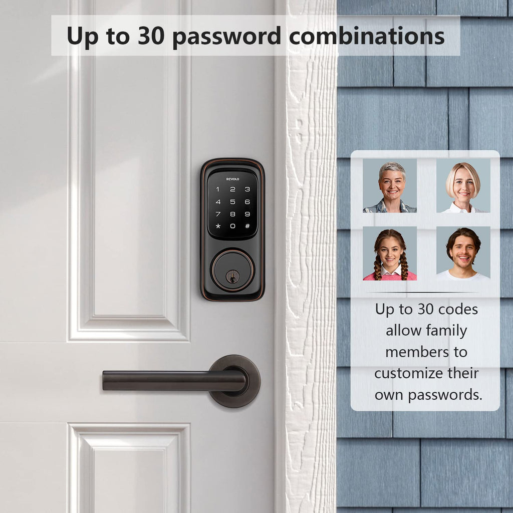 Revolo Keyless Entry Door Lock with Touchscreen Keypads, Electronic Keypad Deadbolt for Front Door, ANSI Grade 2 Certified, All-Metal Construction, Auto Lock, Easy to Install, Oil-Rubbed Bronze