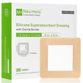 NeuHeils Silicone Super Absorbent Wound Dressing 5''x5'' 10 Packs, Self-Adhesive Waterproof Bandage with Ultrasorb Polymer Pad for Heavy Exudates Wound