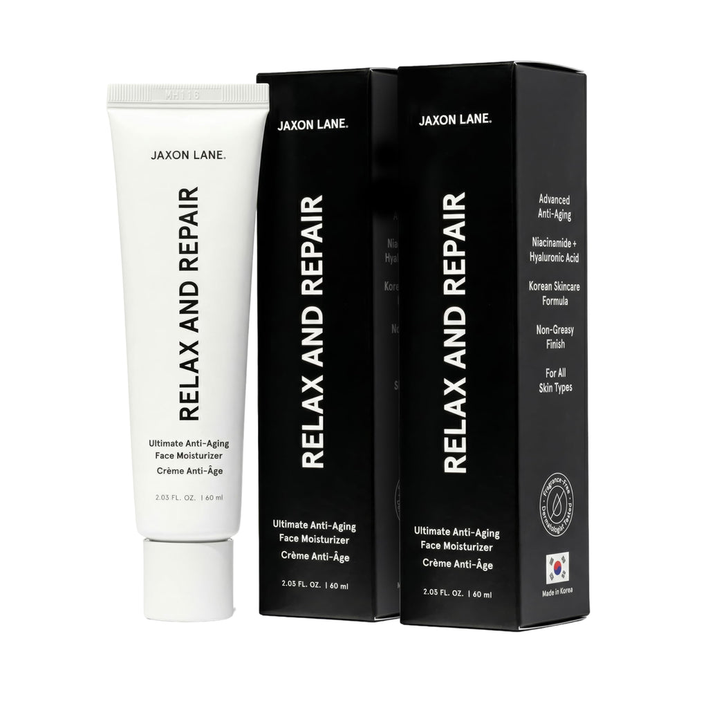 JAXON LANE Relax and Repair Korean Face Moisturizer for Men - Face Cream with Niacinamide Hyaluronic Acid, Matte Hydrating Moisturizer for Oily Dry Skin, Fragrance Free (2 Pack)