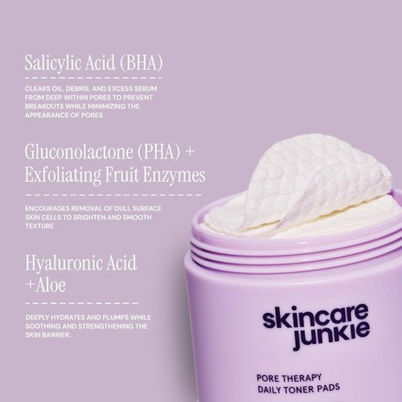 Regine Switzerland Pore Therapy Daily Toner Pads - Exfoliate Dead Skin Cells, Fragrance-Free, 50 Pads for Normal to Oily Skin
