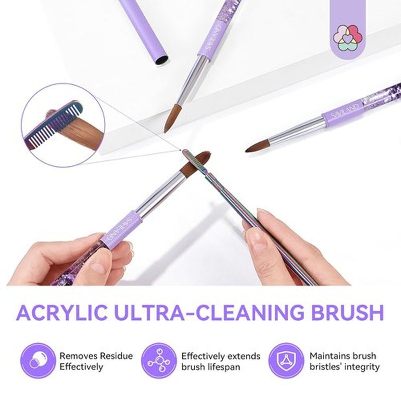 SAVILAND Kolinsky Acrylic Nail Brush Set - Professional Manicure Tools for Acrylics | Sizes 6, 10, 14