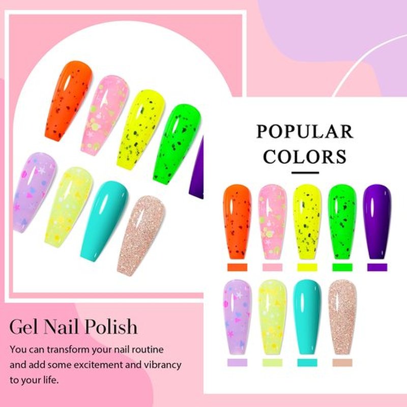 MEET ACROSS 9 Colors Gel Nail Polish + 3PCS Function Gel Nail Polish Kit,Fashion Nail Art Set Design Gifts for Women Manicure Salon (SET15, 12pcs)