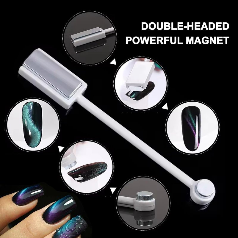 YECIRALA 24 Pcs Cat Eye Nail Magnets For Nail Art Cat Eye Designs, 5 Style Magnets For Nails 3 in 1 Brown Cat Eye Magnets Pen Sticks For Nails, Flower Heart Water Ripple Cat Eye Designs Nail Tools