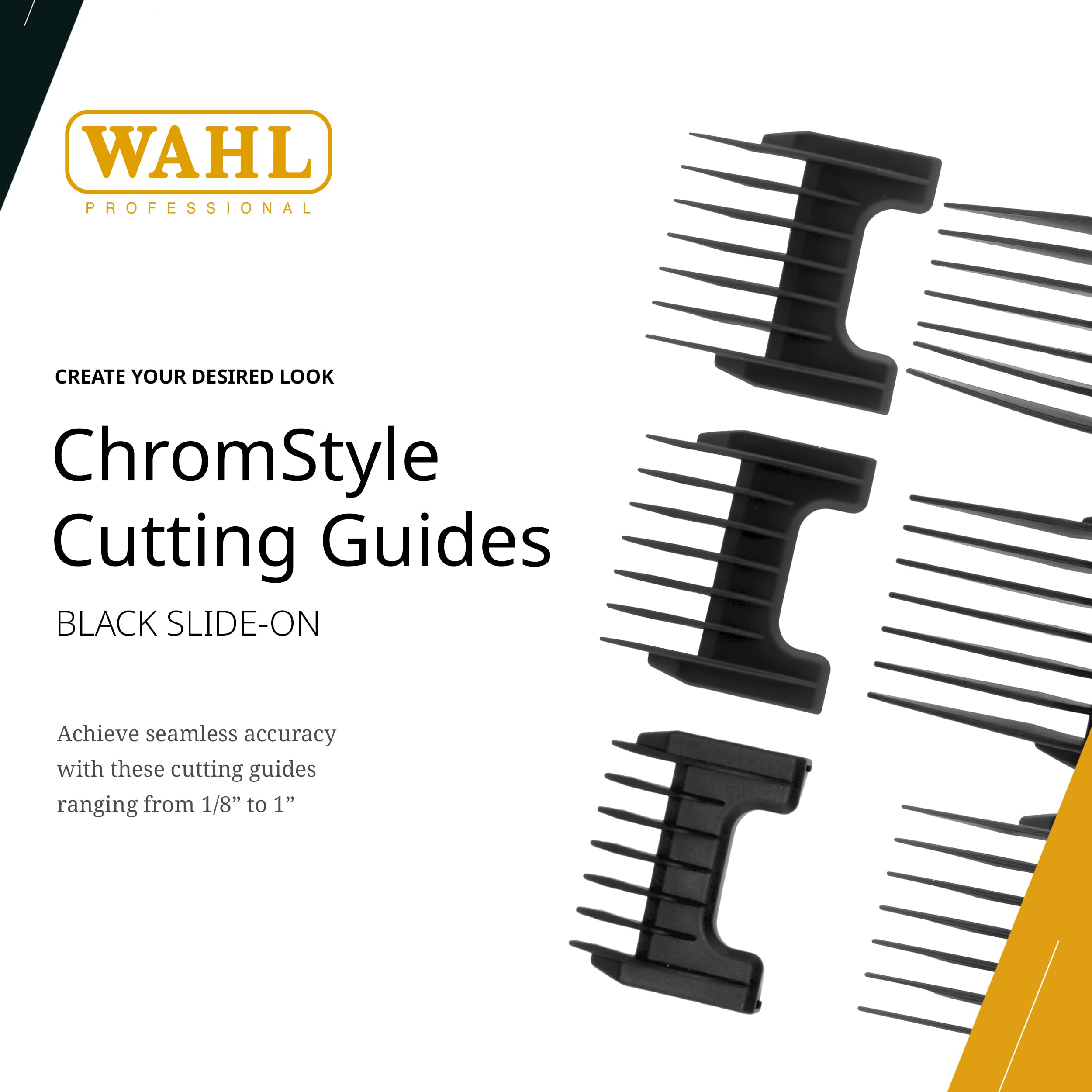 Wahl Professional ChromStyle Cutting Guides, 6 Pack, Ranging from 1/8” to 1”, Durable and Easy to Use, Black