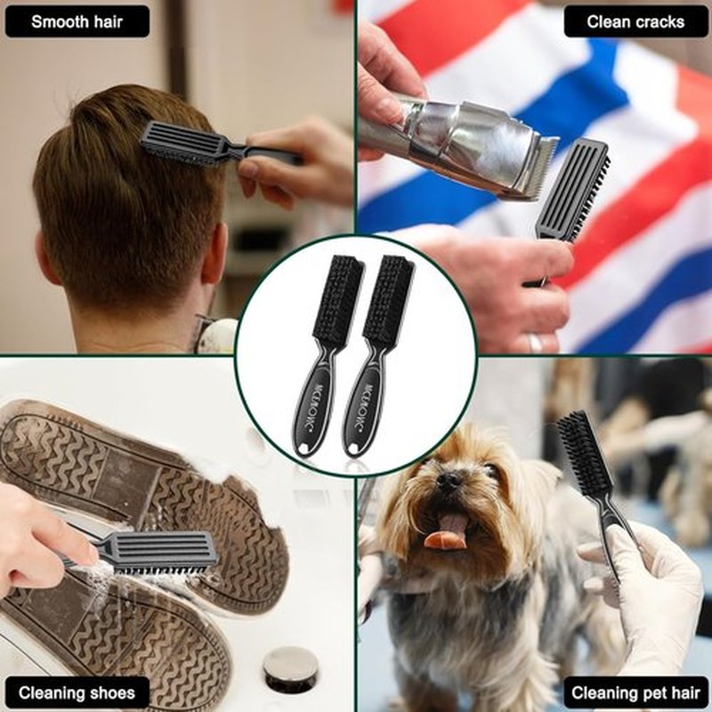 NICEMOVIC 3-in-1 Barber Neck Duster Brush Set - Professional Cleaning Tool for Hair Cutting | Brown & Black