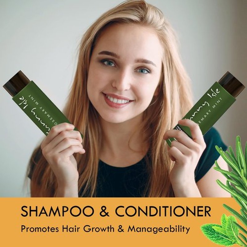 Sunny Isle Rosemary Mint Hair & Strong Roots Conditioner - Anti-Breakage, Growth, Biotin, Castor Oil - 12oz
