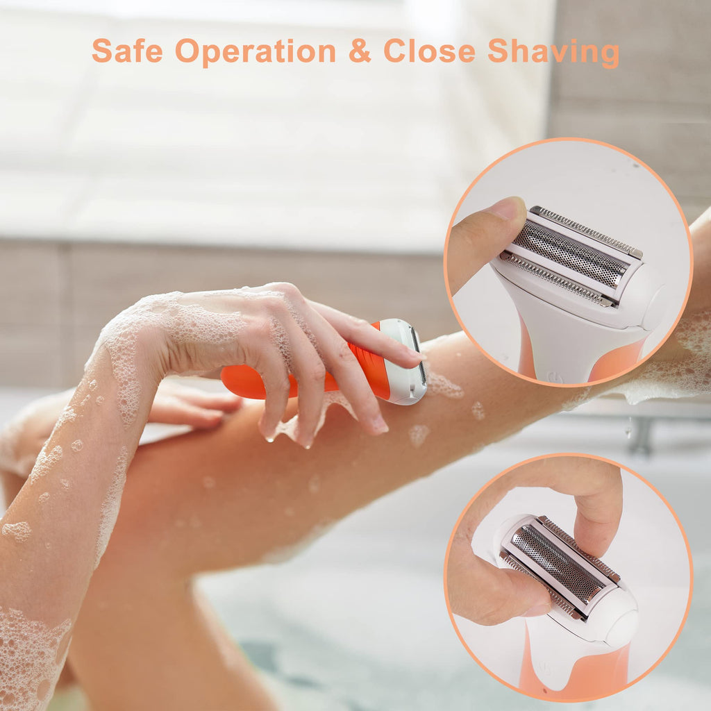 Kokoline Women's Electric Razor | Wet & Dry Shaver for Legs,Bikini, Underarms with Bikini Trimmer & Hypoallergenic Foil for Sensitive Skin,pink/uy6x