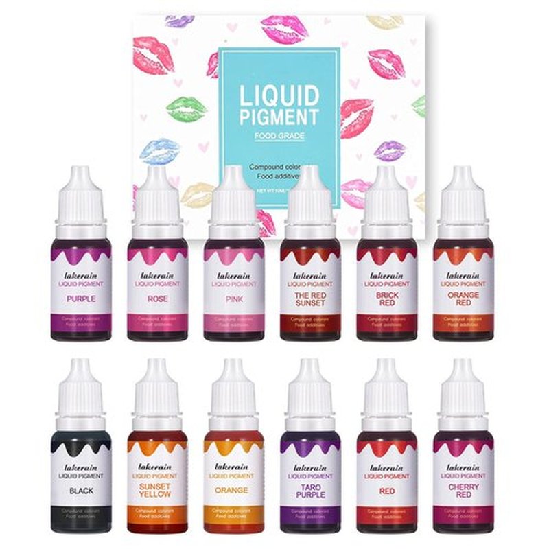 BONNIE CHOICE 12 Colors Liquid Lip Gloss Pigment Set, DIY Lipstick Liquid Pigment for Set Making Lip Gloss, DIY Lip Cosmetic Dye, Edible Coloring Pure Plant for Gloss Base